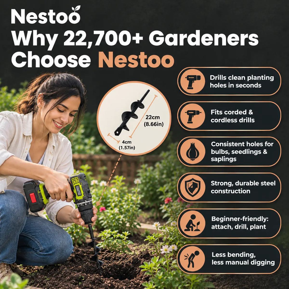 Nestoo™ - Fast Gardening Hole Digger Tool