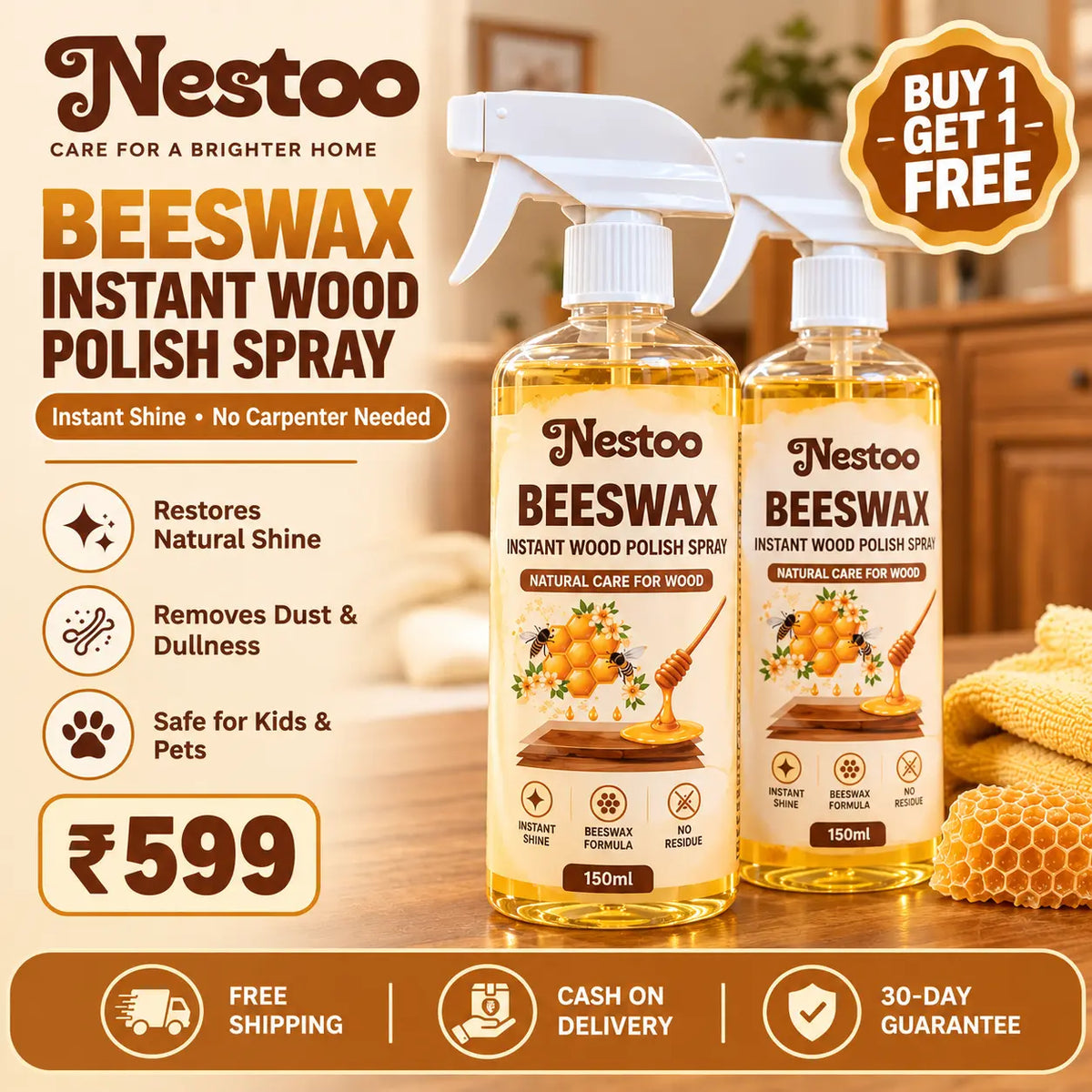 Nestoo® - RichWood Beeswax Furniture Polish Spray 🔥 Buy 1 Get 1 Free 🔥