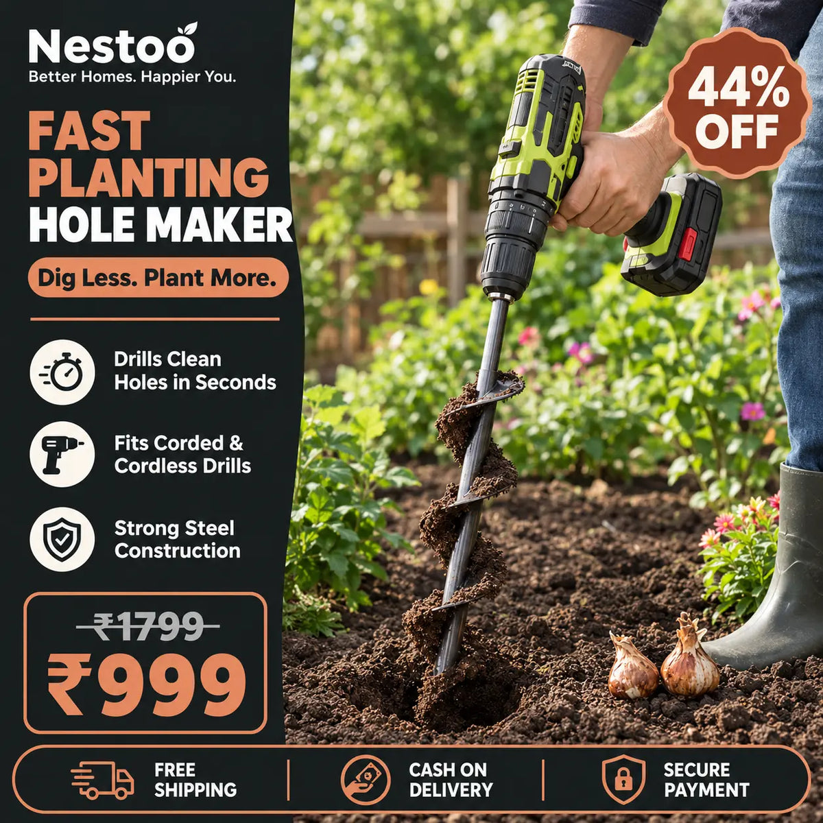 Nestoo™ - Fast Gardening Hole Digger Tool